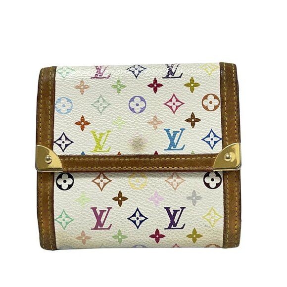 LOUIS VUITTON PorteMonnaie Viekart Credit M92983 Blanc Monogram Multicolore - Picture 1 of 6